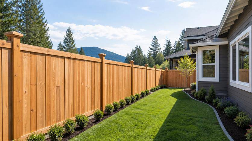 Custom wood fence for residential property in Pierce County